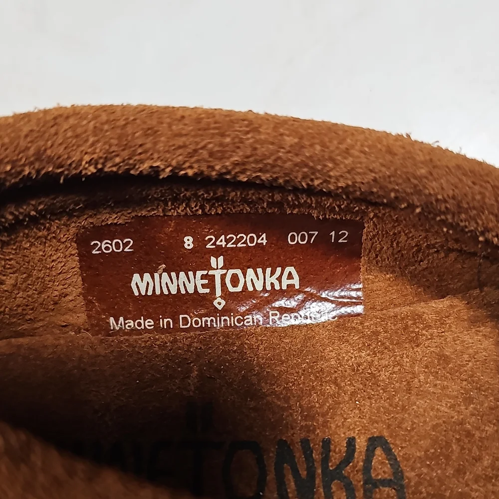 Minnetonka Brown Kids Suede Moccasin Slippers